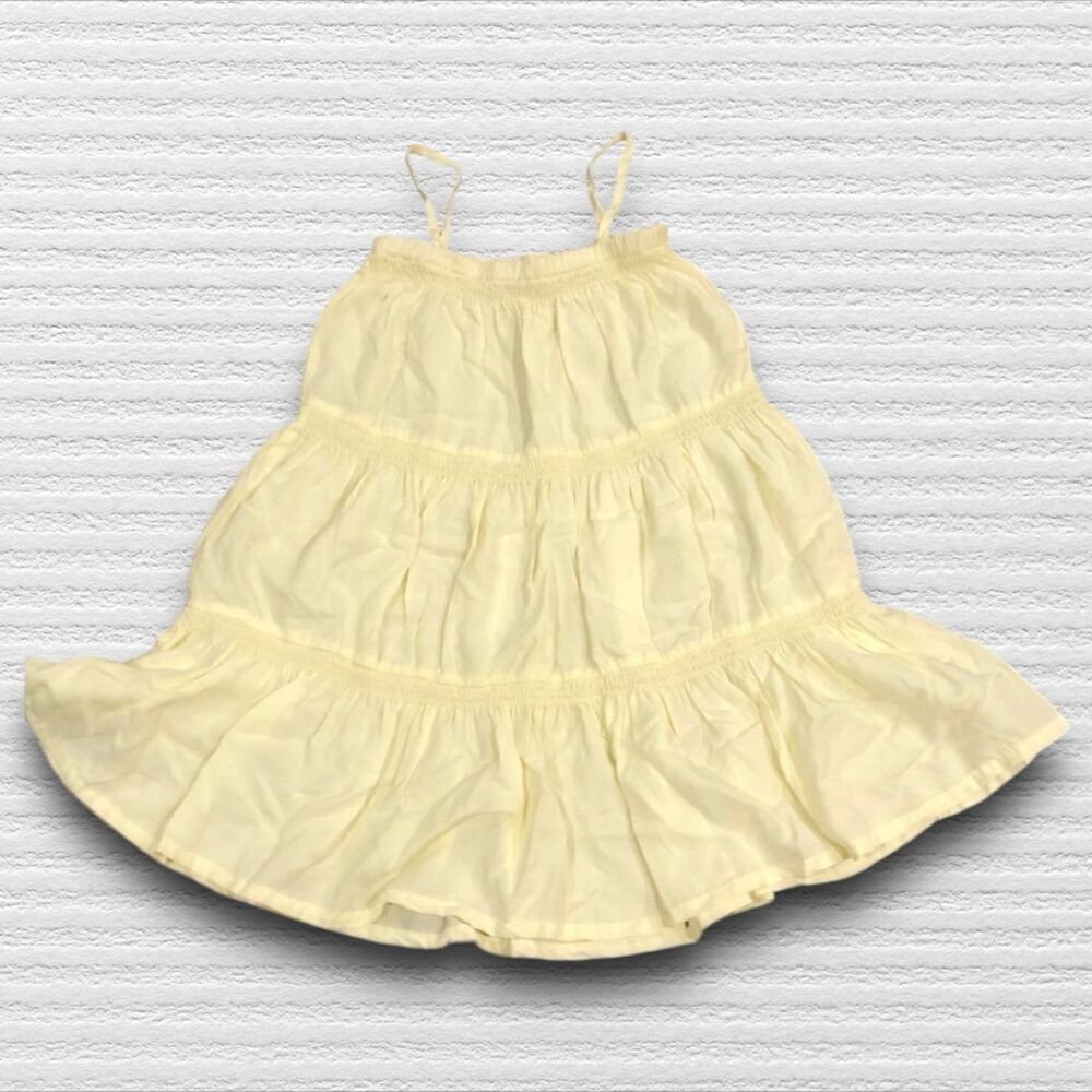 Bella Dahl 10 Summer Lime Yellow Tiered Sundress W/Smocking
